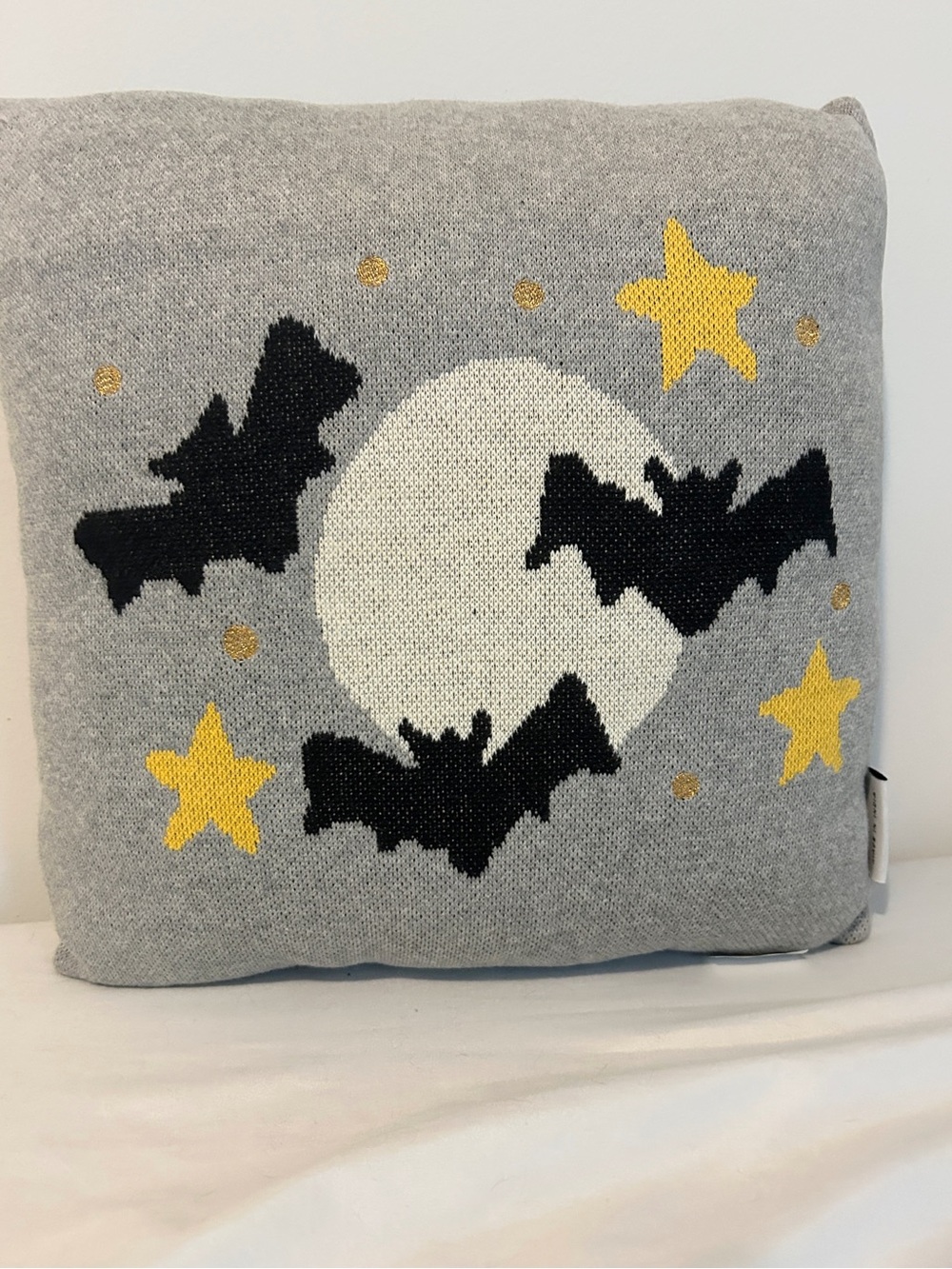 Gray Halloween Bat Moon Small Throw Pillow